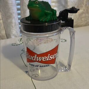 Vintage Budweiser Beer Talking Mug with Frog Lid